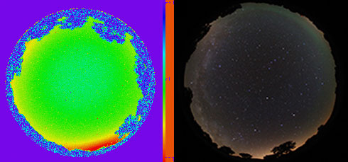 imágenes CCD en filtro V tomadas con ASTMON (izda.) y cámara réflex fotográfica (dcha.)